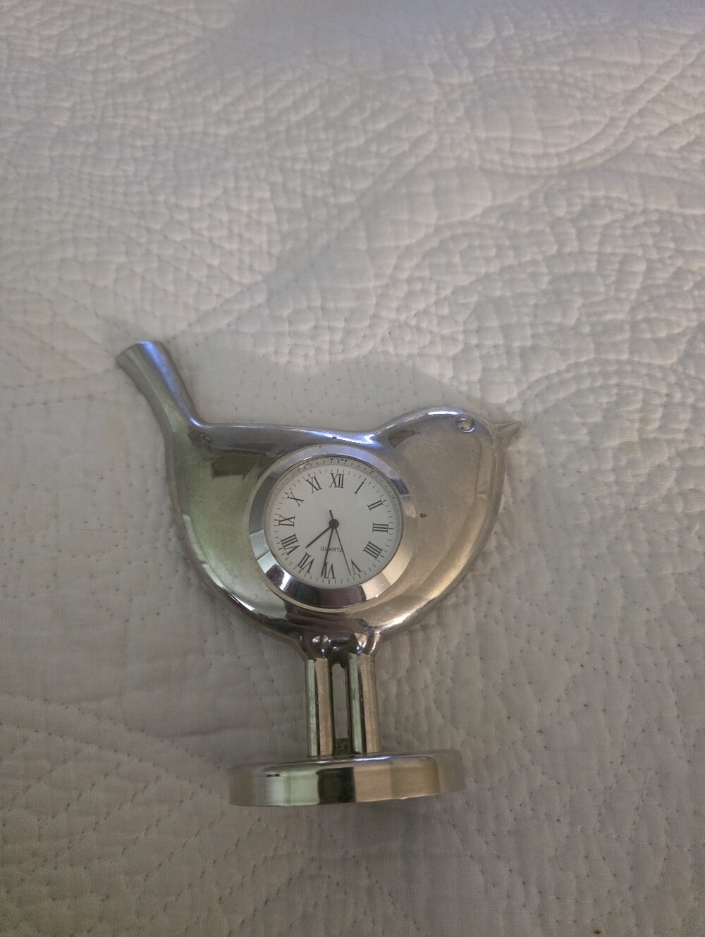 Pottery Barn Silver Bird Table Clock
